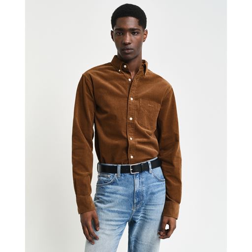 GANT Langærmet Fløjlsskjorte, Cacao, L