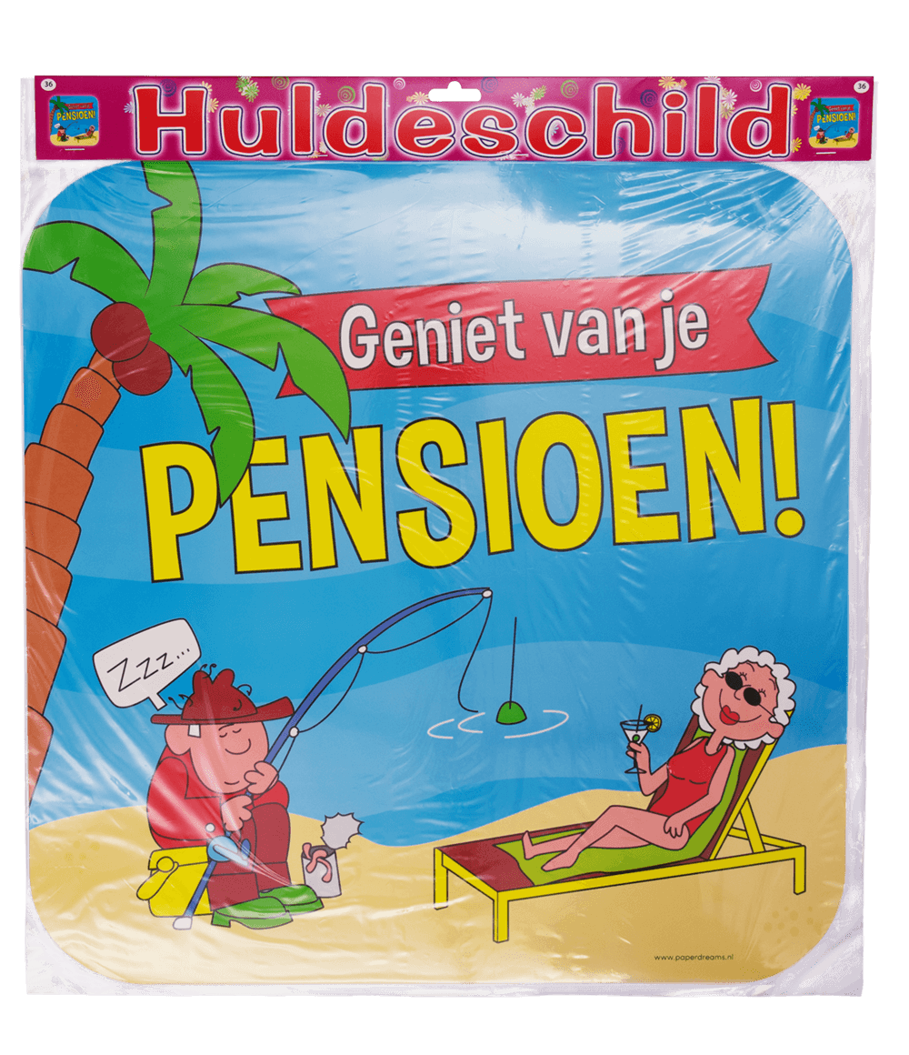 Deurbord Pensioen Cartoon 50cm