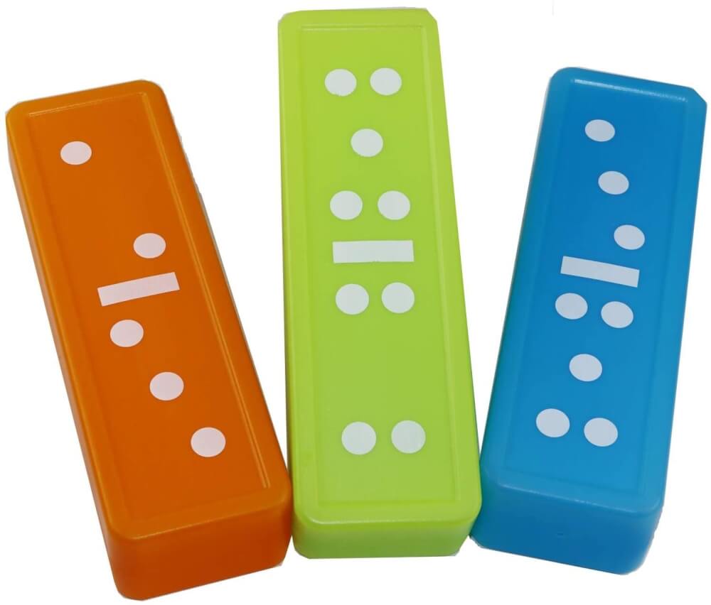 alldoro - Tower und Domino 2 in 1, Wackelturm und Domino Spielset, 30 Bausteine, 1 Würfel, in praktischer Aufbewahrungst