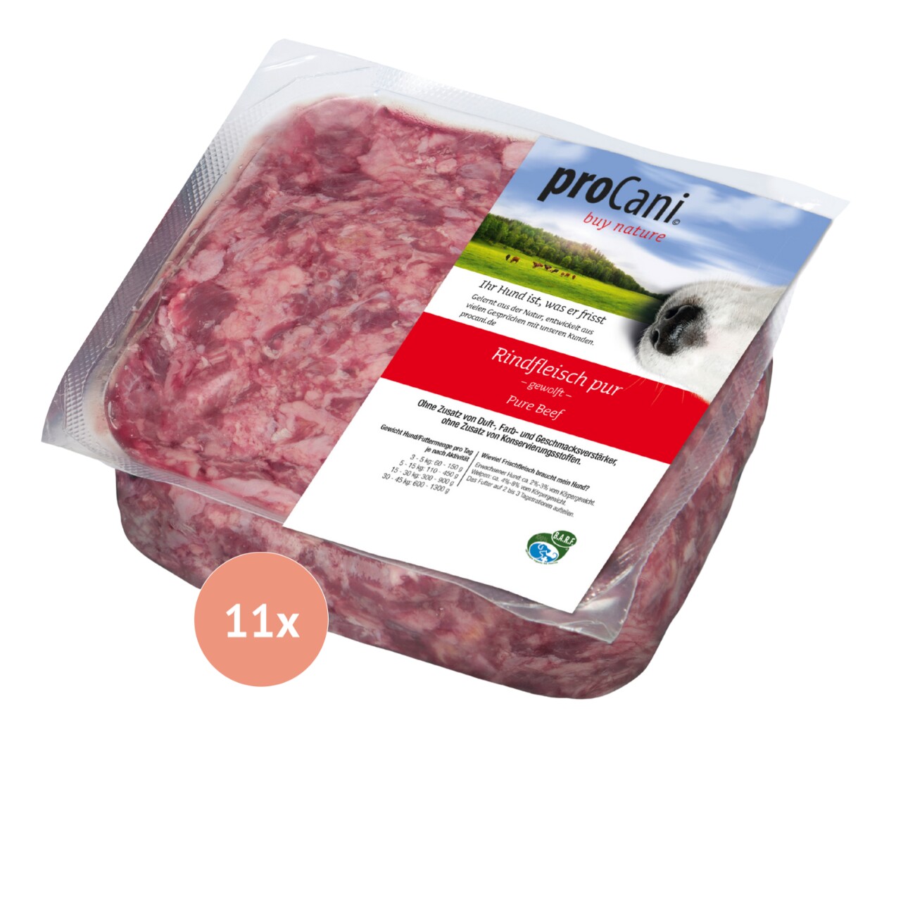 ProCani BARF-Paket pur Rind und Geflügel Sort. 22x500 g