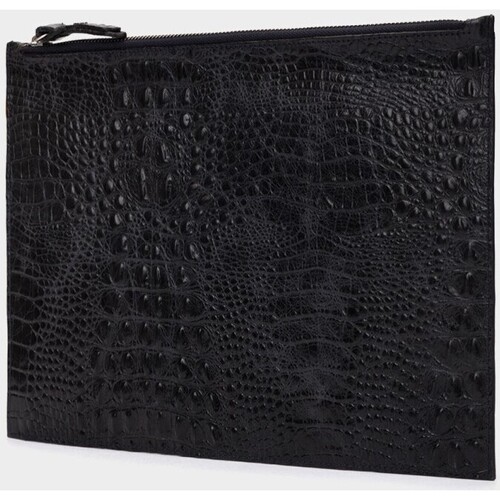 Pedro Miralles - BOLSO DE MANO TIPO SOBRE DE PIEL Negro