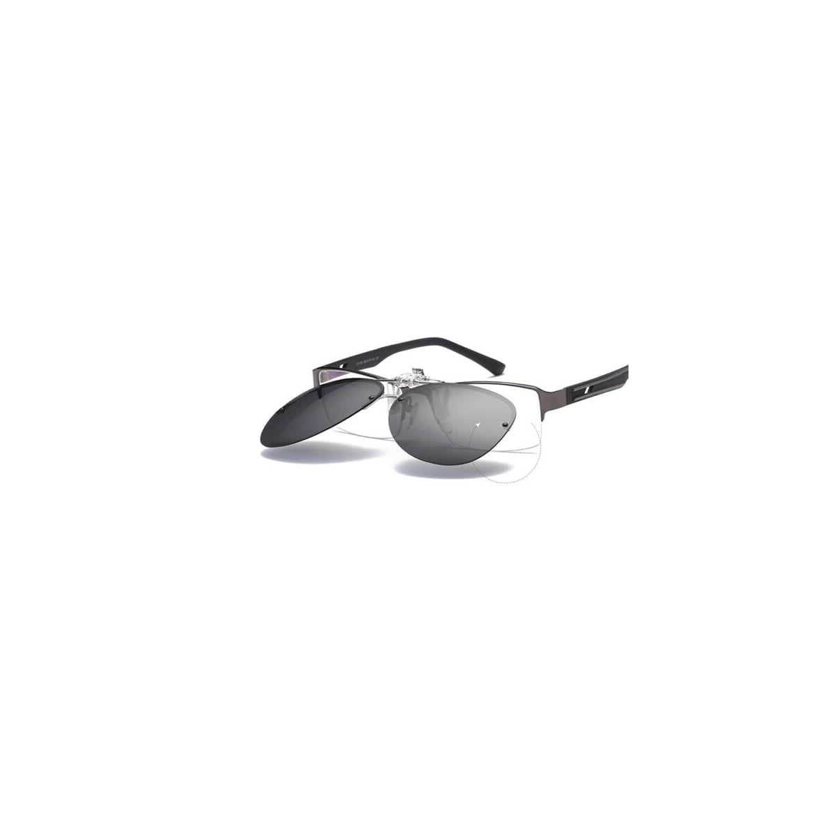 Clip-on-solbriller med UV400-beskyttelse og svart glass