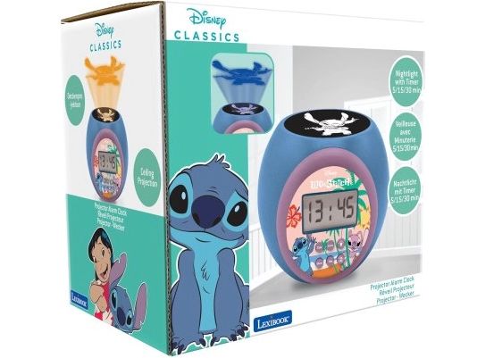 Lexibook Projektor-Wecker Stitch Rundlicher Disney Stitch Wecker mit LCD-Anzeige