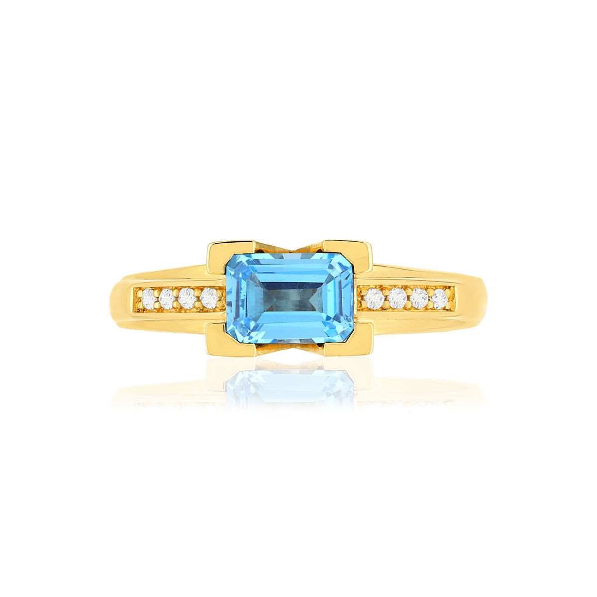 Bague VAN BRILL or jaune 750, topaze, diamants.