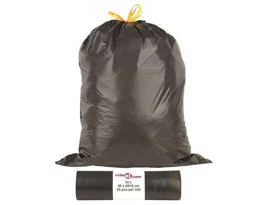 VIDAXL - Sacs poubelles avec cordons 250 pcs noir 35 l