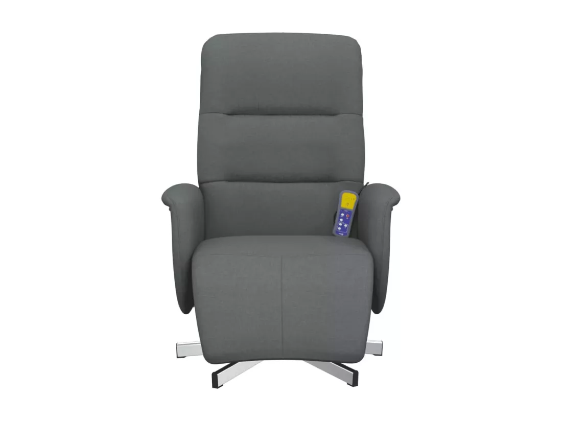 Fauteuil inclinable massant et repose-pieds gris foncé tissu