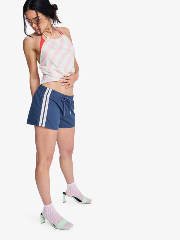 Sunlit Smiles Short taille élastique Bleu Femme