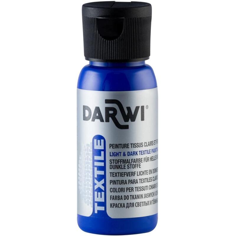 DARWI Flacon de 50 ml de Peinture Textile Opaque - Bleu outremer
