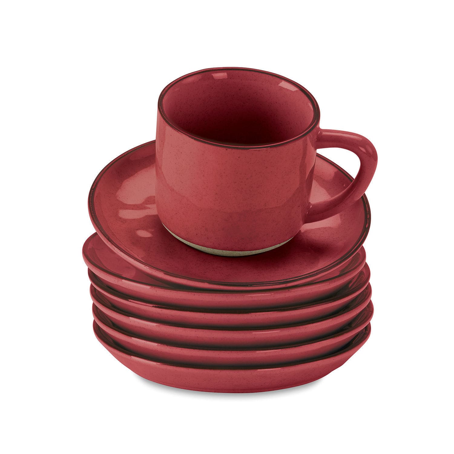 Tasse mit Untertasse 6er Set Biarré rot