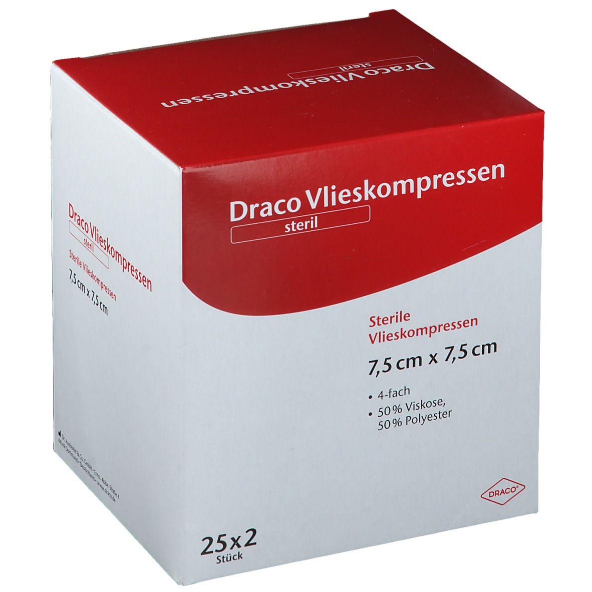 Draco Vliesstoffkompresse 4fach, 7,5 x 7,5 cm steril