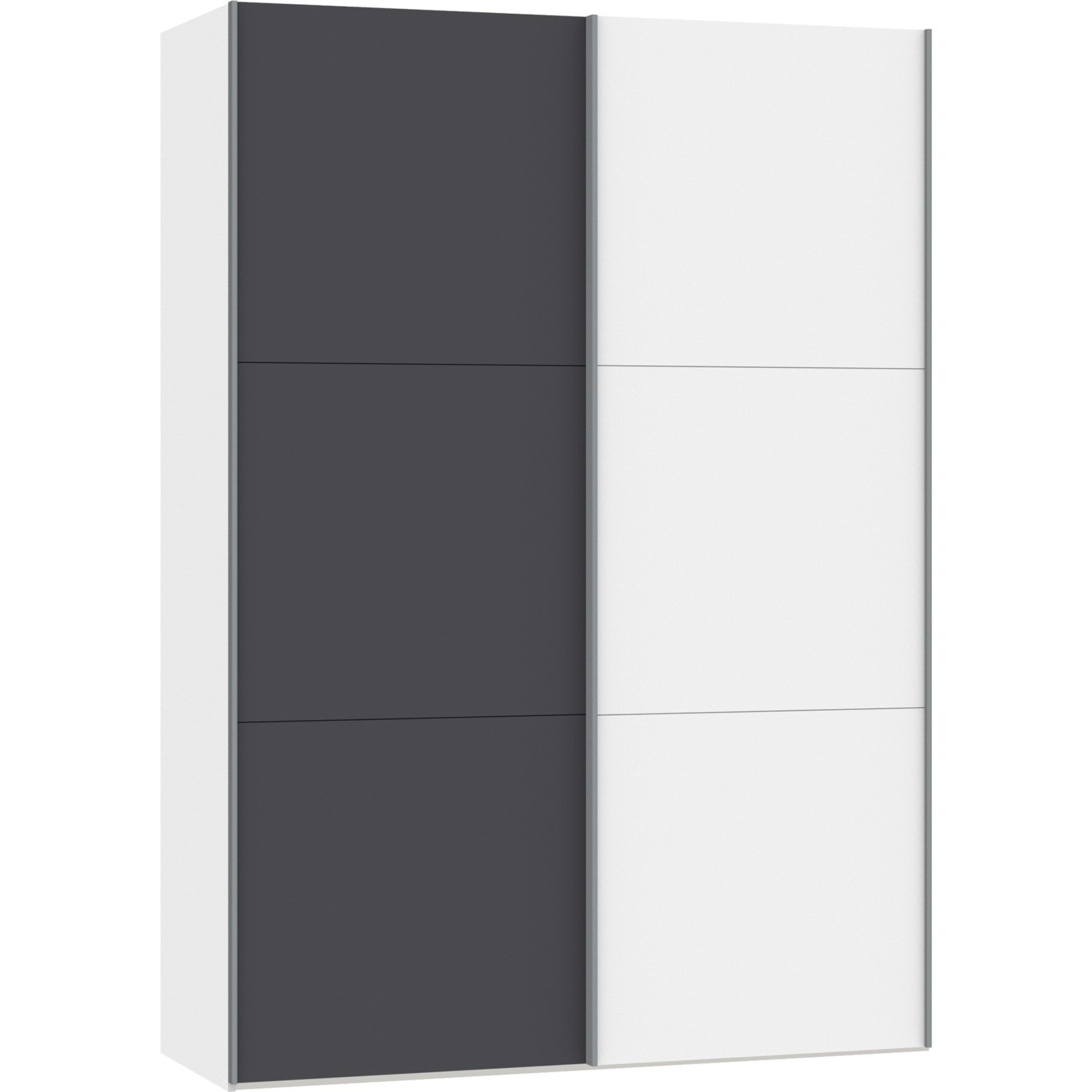 Schwebetürenschrank Schweizer 142 Spanplatte melaminbeschichtet anthrazit matt/premiumweiss