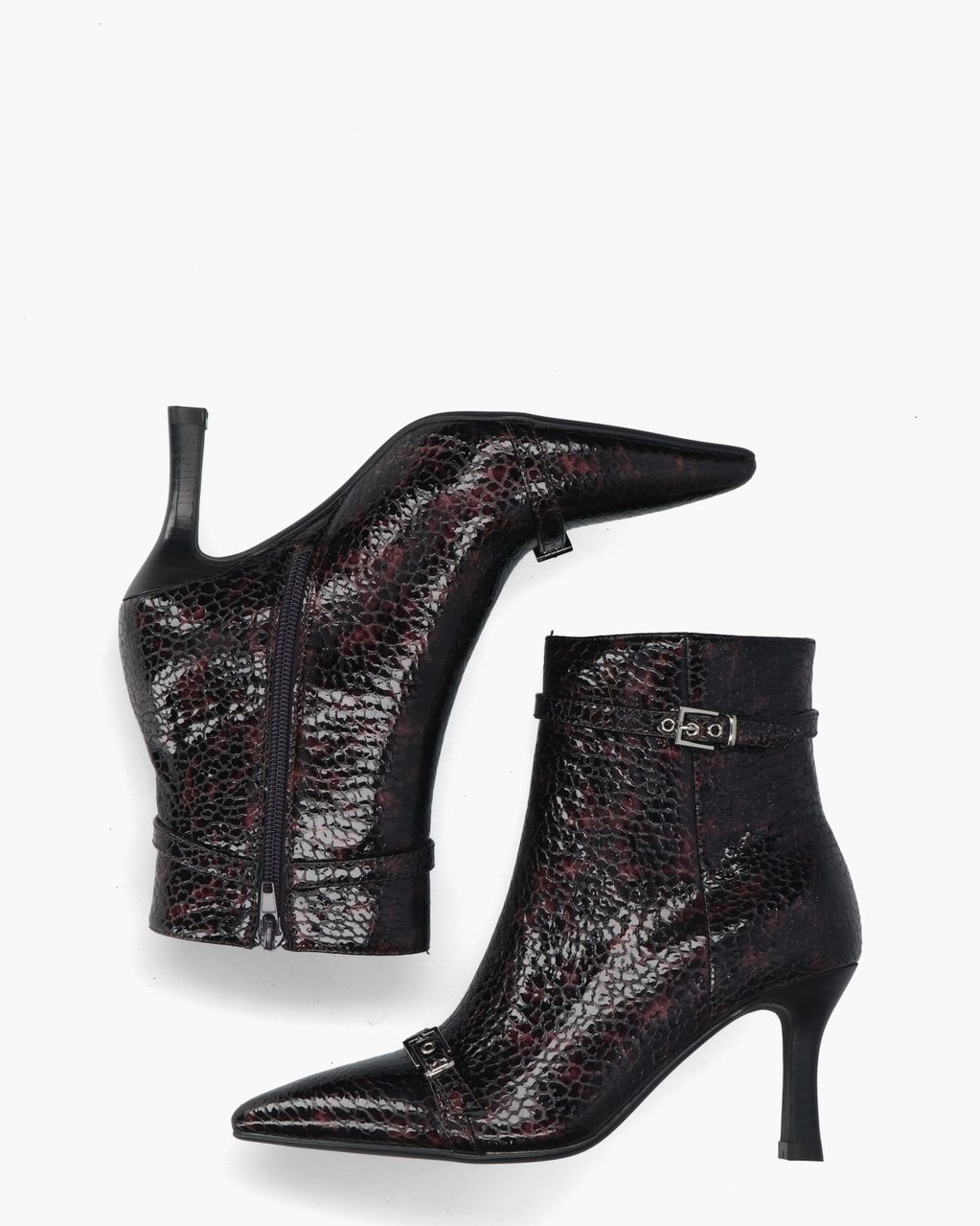 Di Lauro Bibiana Zwart/Bordeauxrood Dames Enkelboots