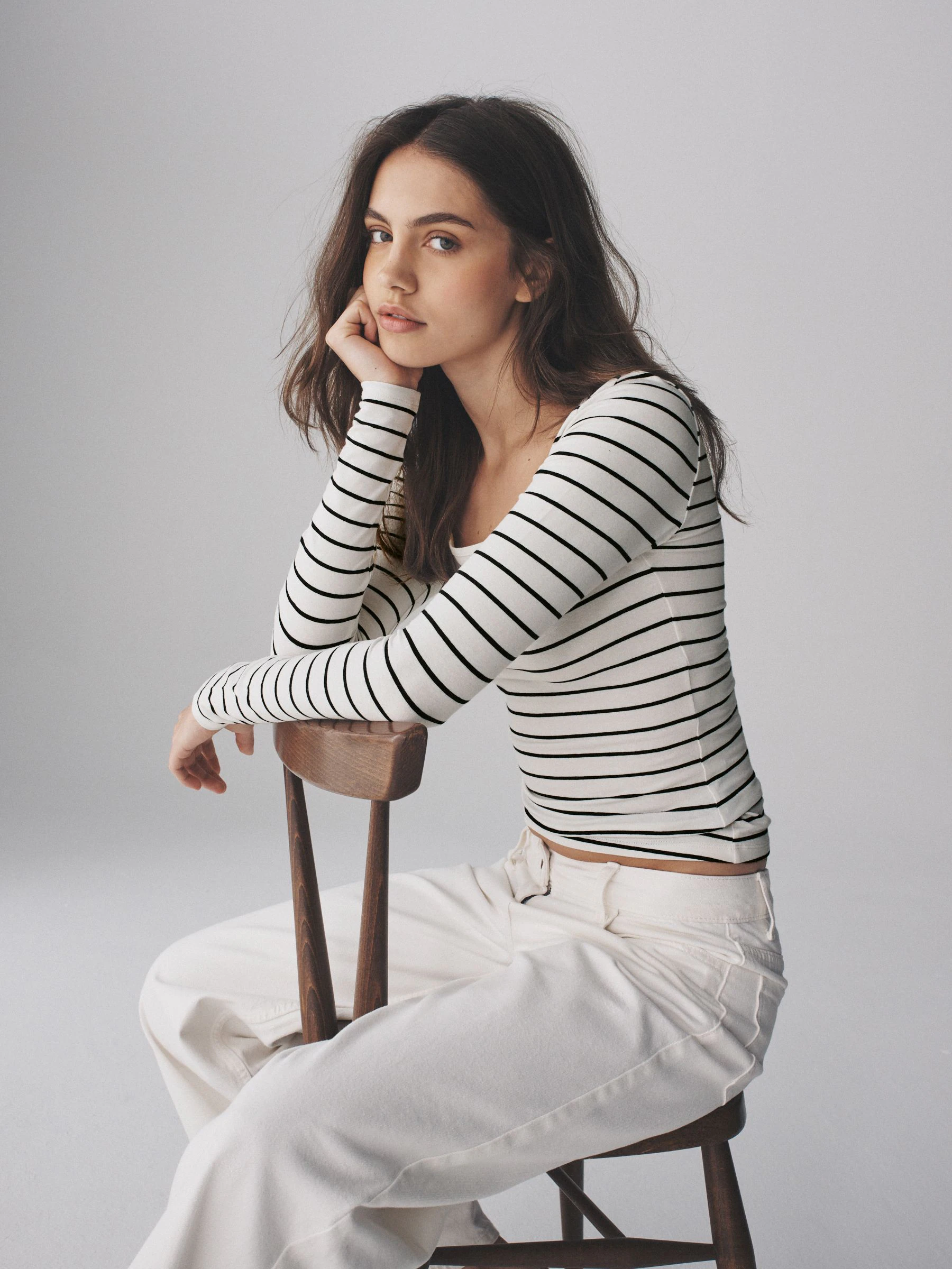 Zwart/wit/streep - The Set 3 Pack Square Neck Long Sleeve T-Shirts