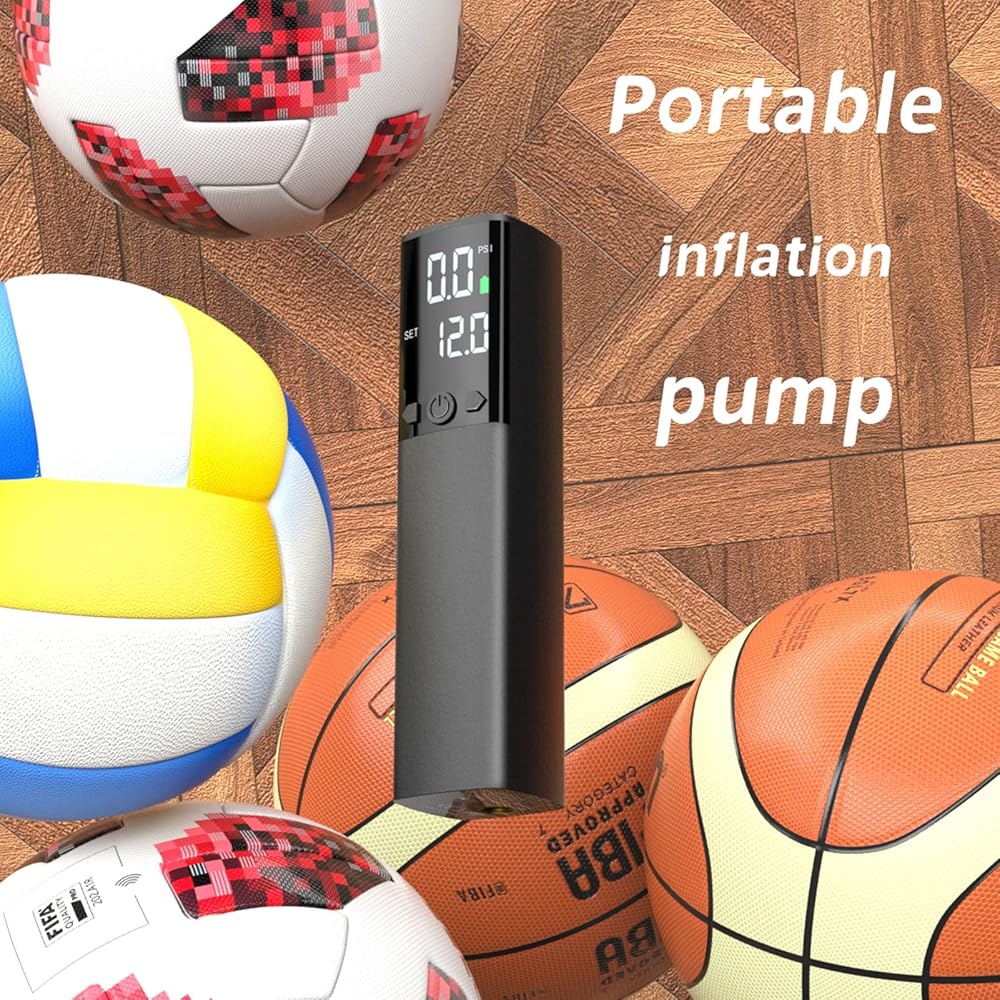 Boyuan Compresseur d'air Portable, Mini gonfleur de Pneu 120 psi/2000 mAh Batterie Chargeur d'urgence lumière LED écran LCD numérique, Pompe à Main pour vélo, Voiture, vélo, Moto, Anneau de Natation : Auto et Moto