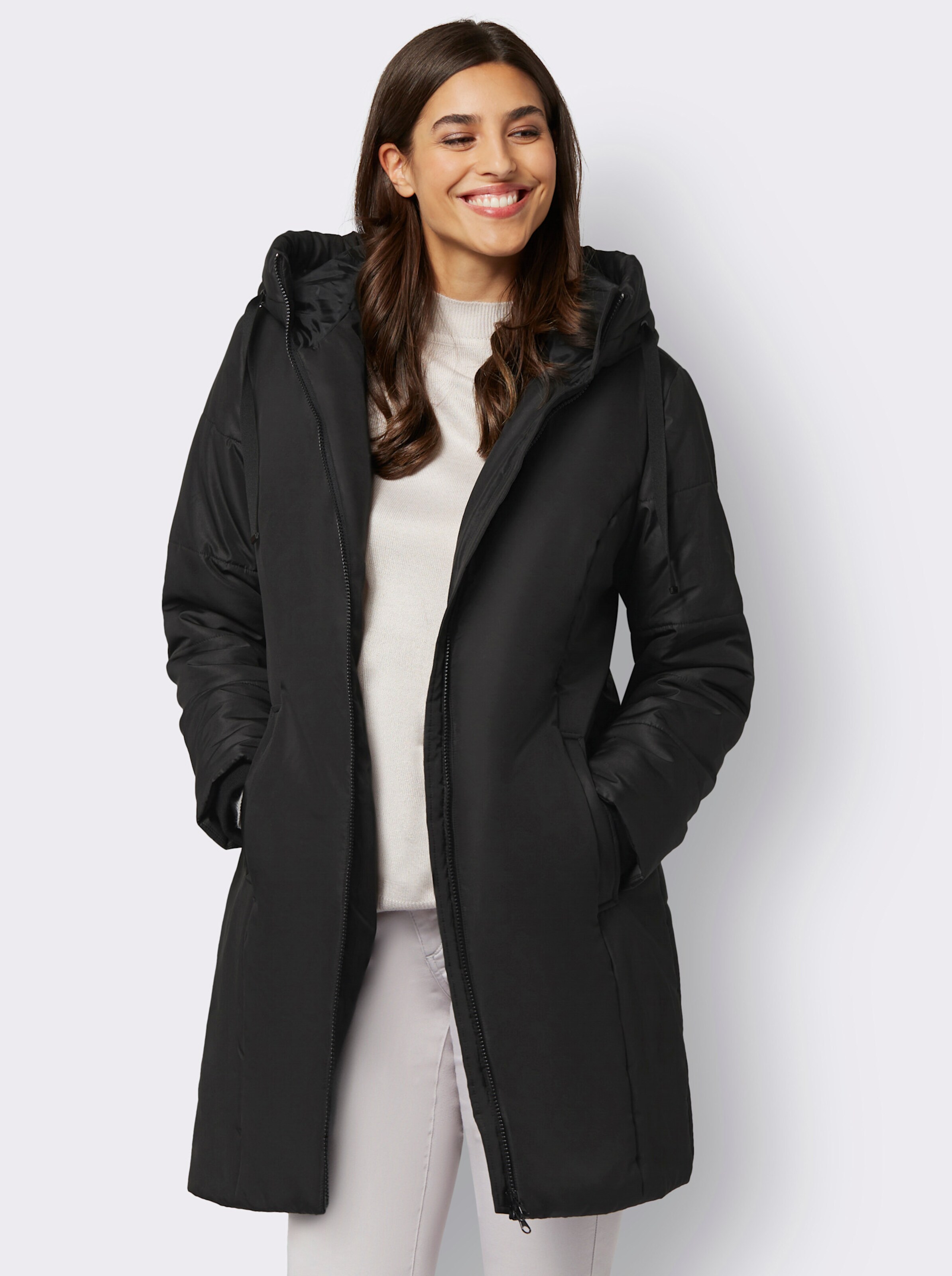 Stark wärmende Longjacke mit Steppmuster