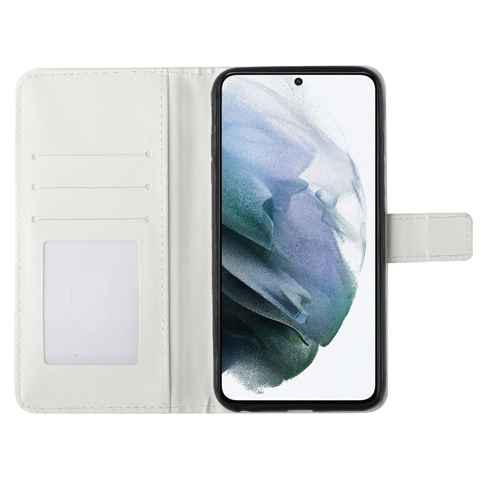 Samsung Galaxy S22 5G Leder Tasche mit Kartenfächern - Schmetterlinge (Blau)