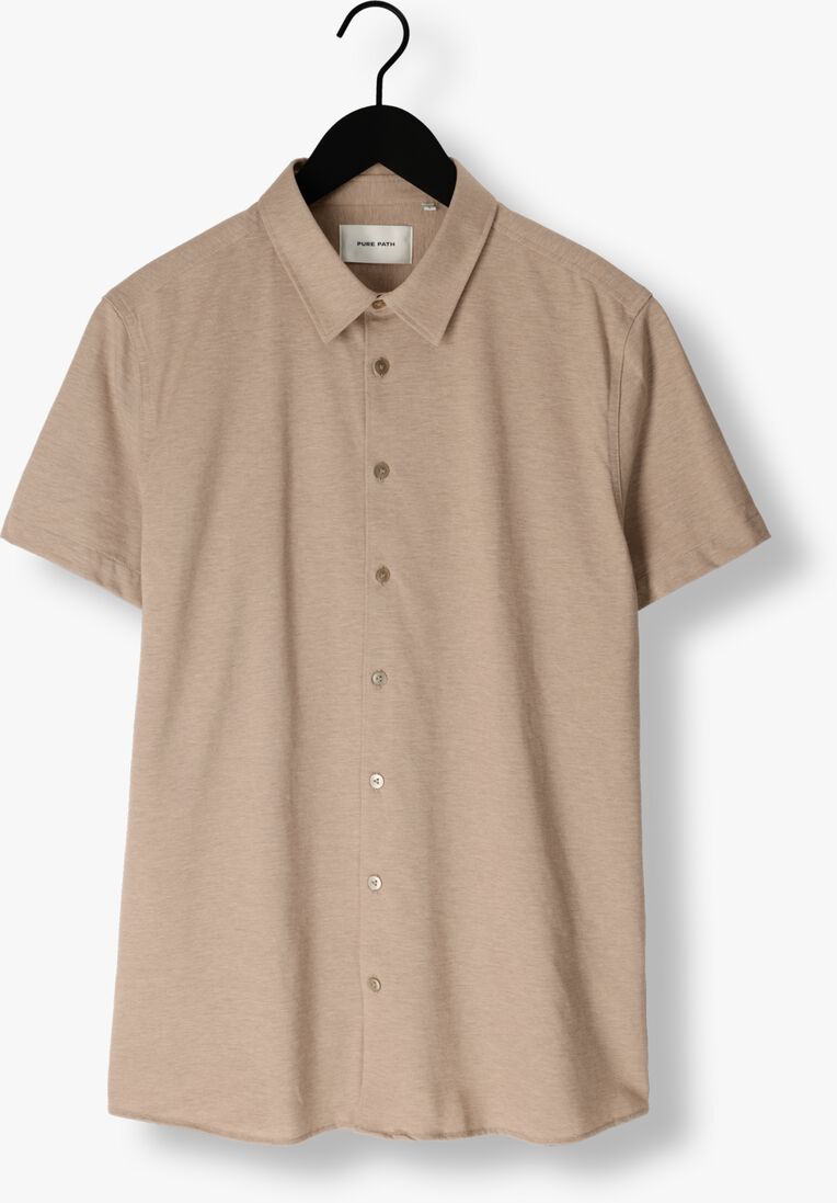 PURE PATH zand pure path casual overhemd pique shortsleeve button up shirt
