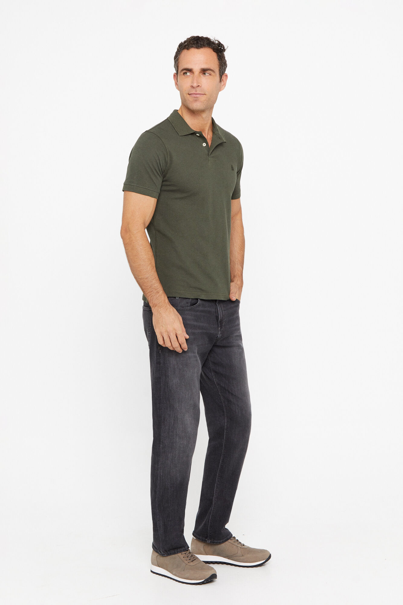 Camisa polo com logotipo - Cáqui