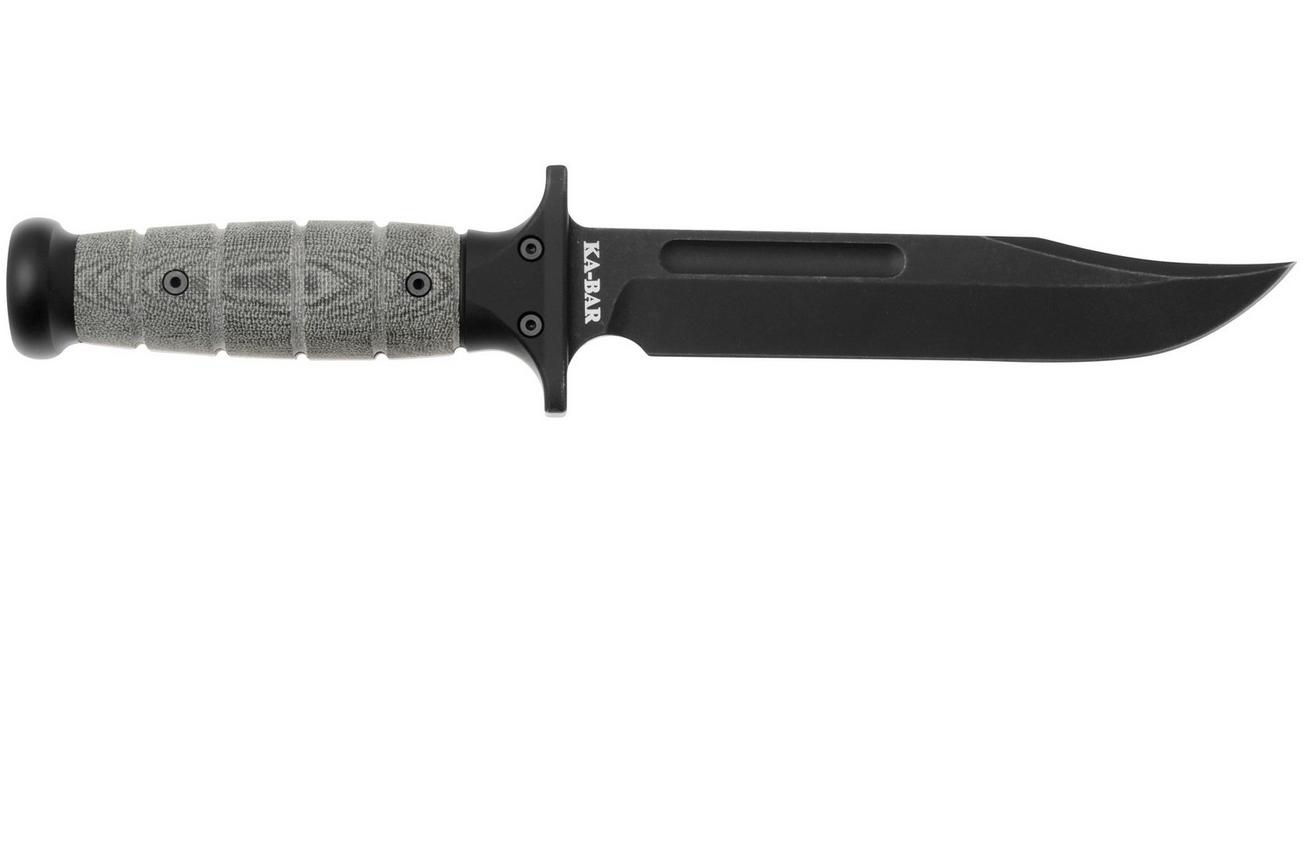 Rick Hinderer KA-BAR Blackwashed 3V, Black Micarta, vaststaand mes
