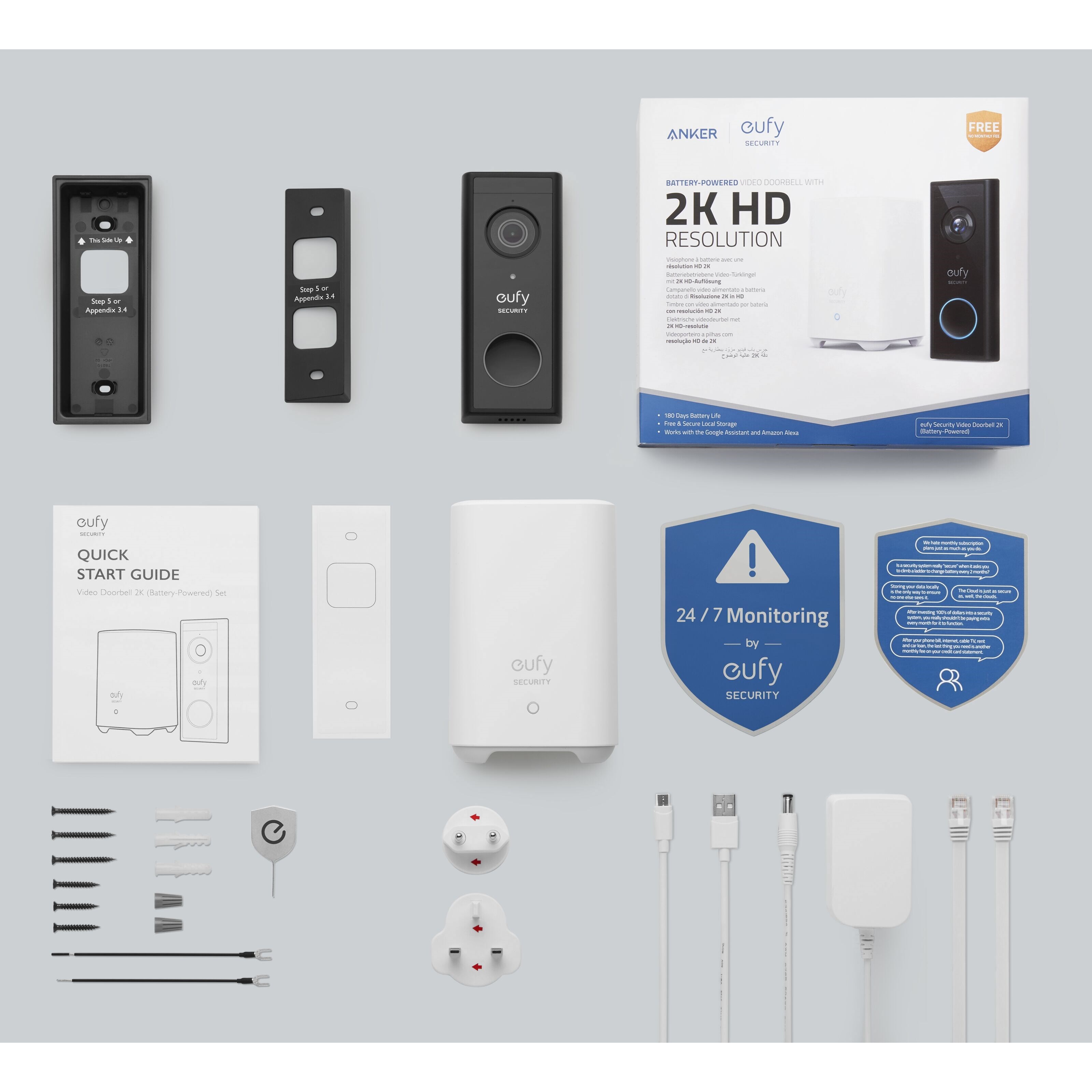 Eufy Video Doorbell 2K med basestasjon