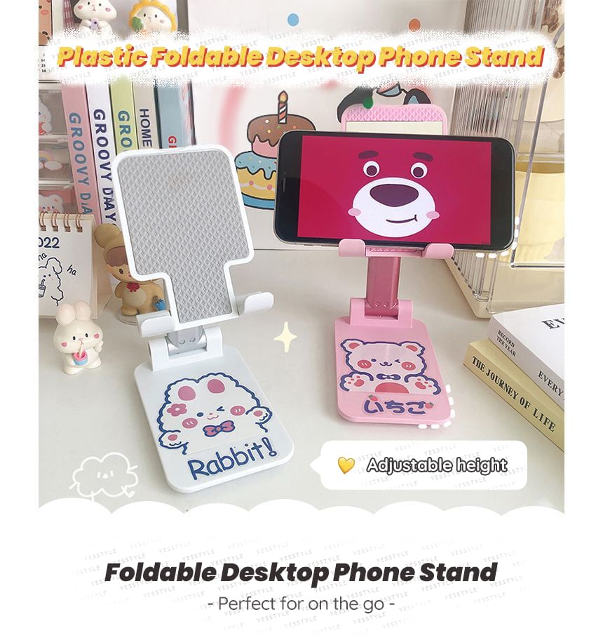 Baburu - Opvouwbare telefoonstandaard van kunststof met sticker (verschillende ontwerpen)