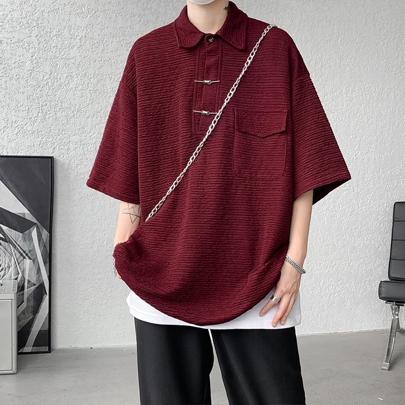 Freehop - Effen oversized T-shirt met elleboogmouwkraag