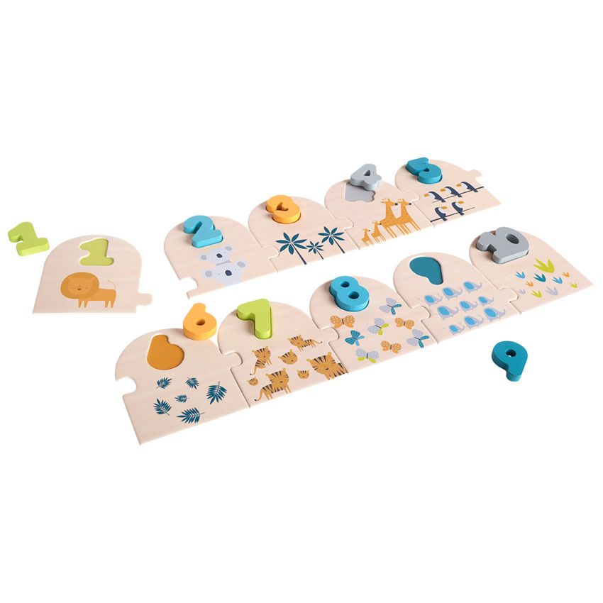 Puzzle pour apprendre à compter - Crazy Jungle - Ecru