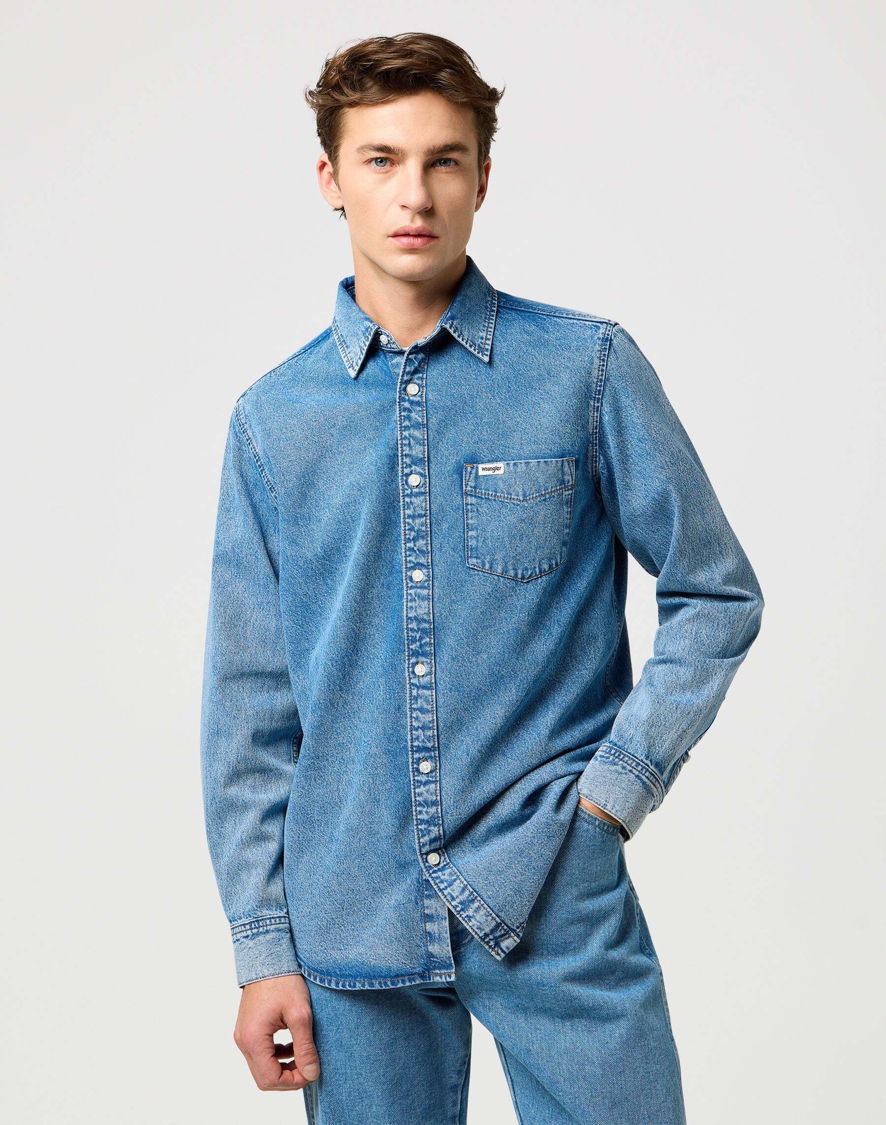 Wrangler Jeanshemd »WRANGLER Jeanshemd 1 Pkt Shirt«