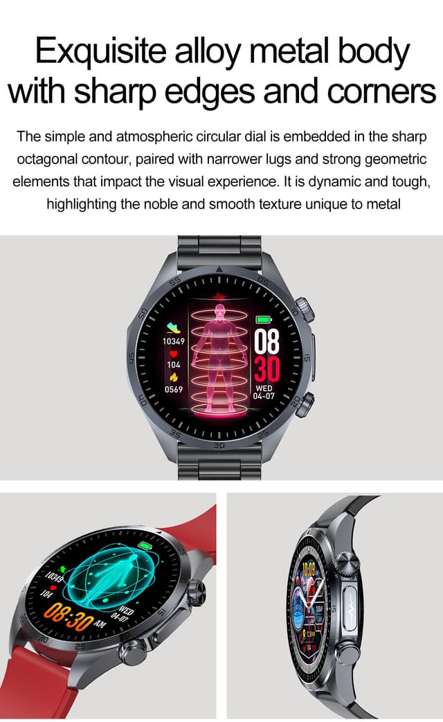 Smartwatch med avanceret sundhedsovervågning Rød
