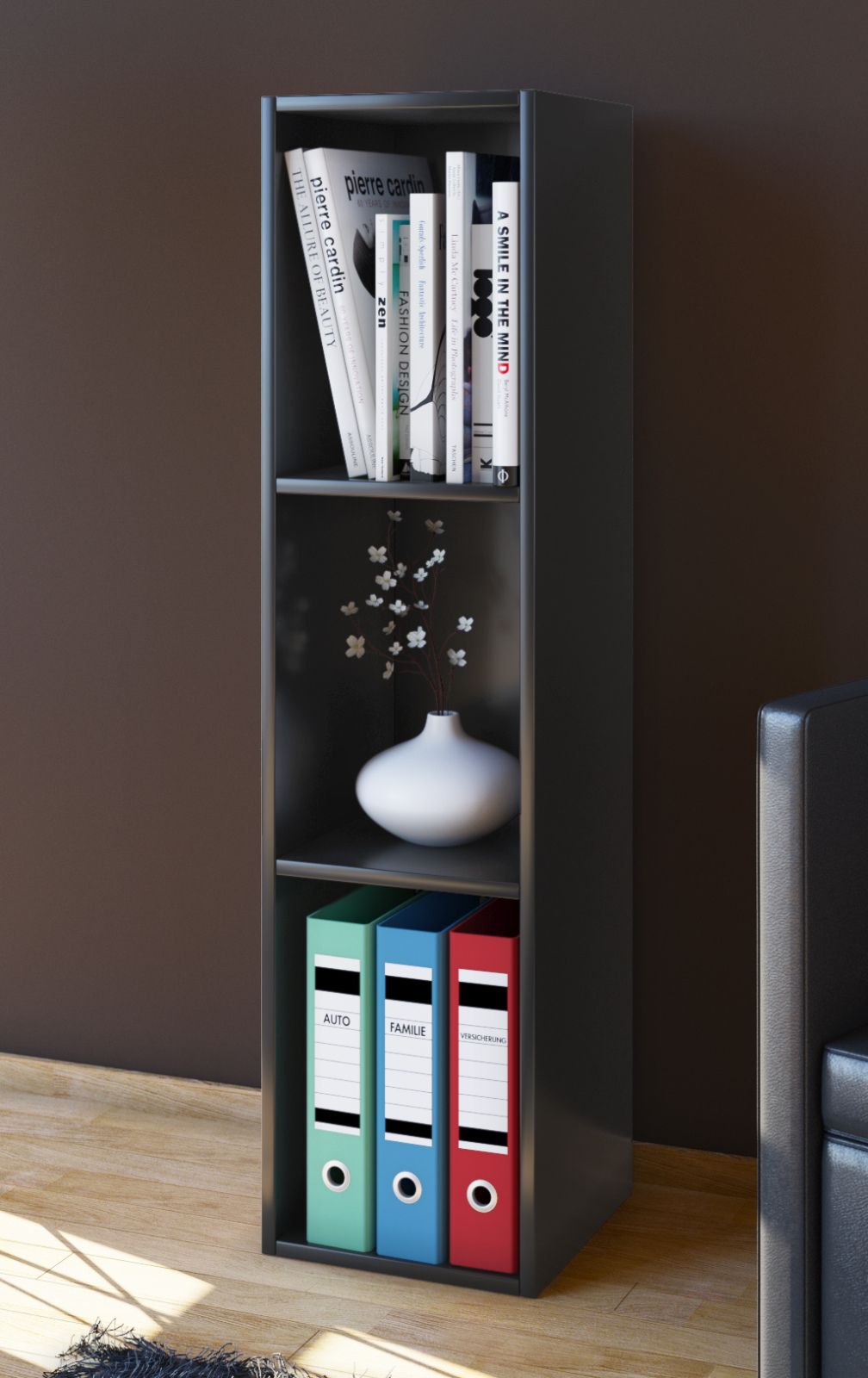 CD/DVD-Sammel-Regal MENDAS - schwarz - 3-Fach - 34 cm