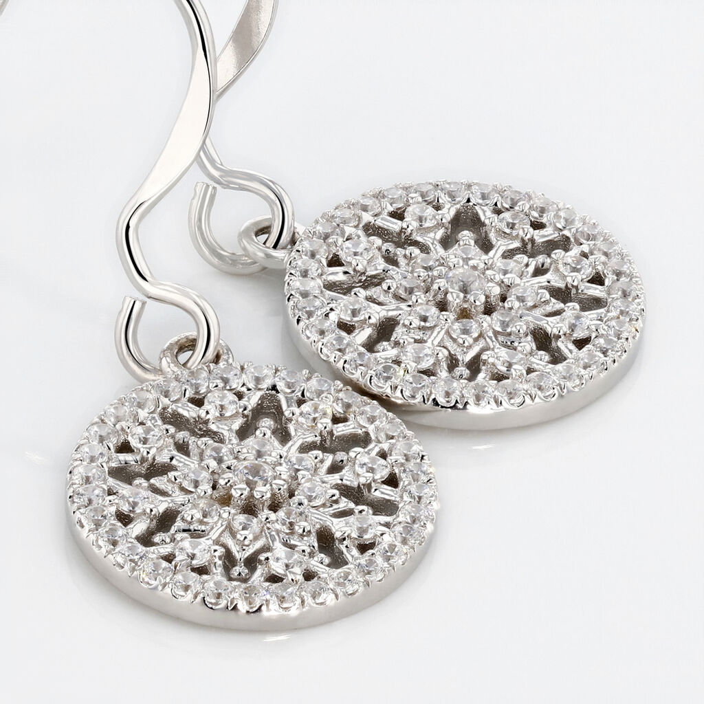 Boucles D'oreilles Pendantes Brunilda Argent Blanc Oxyde De Zirconium