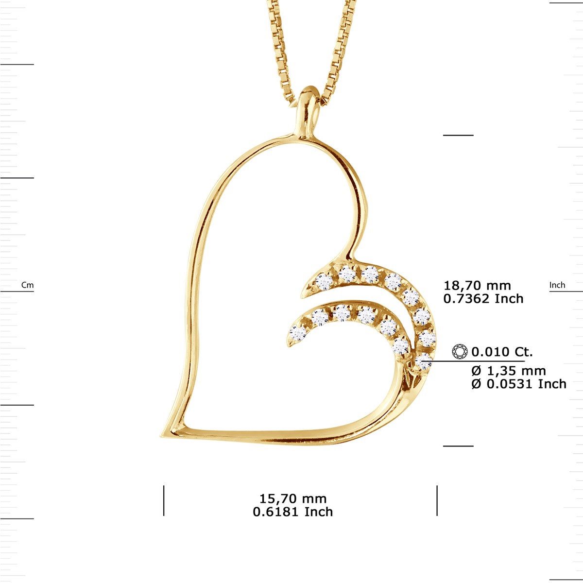 Collier HEART Diamants 0,15 Cts Or Jaune