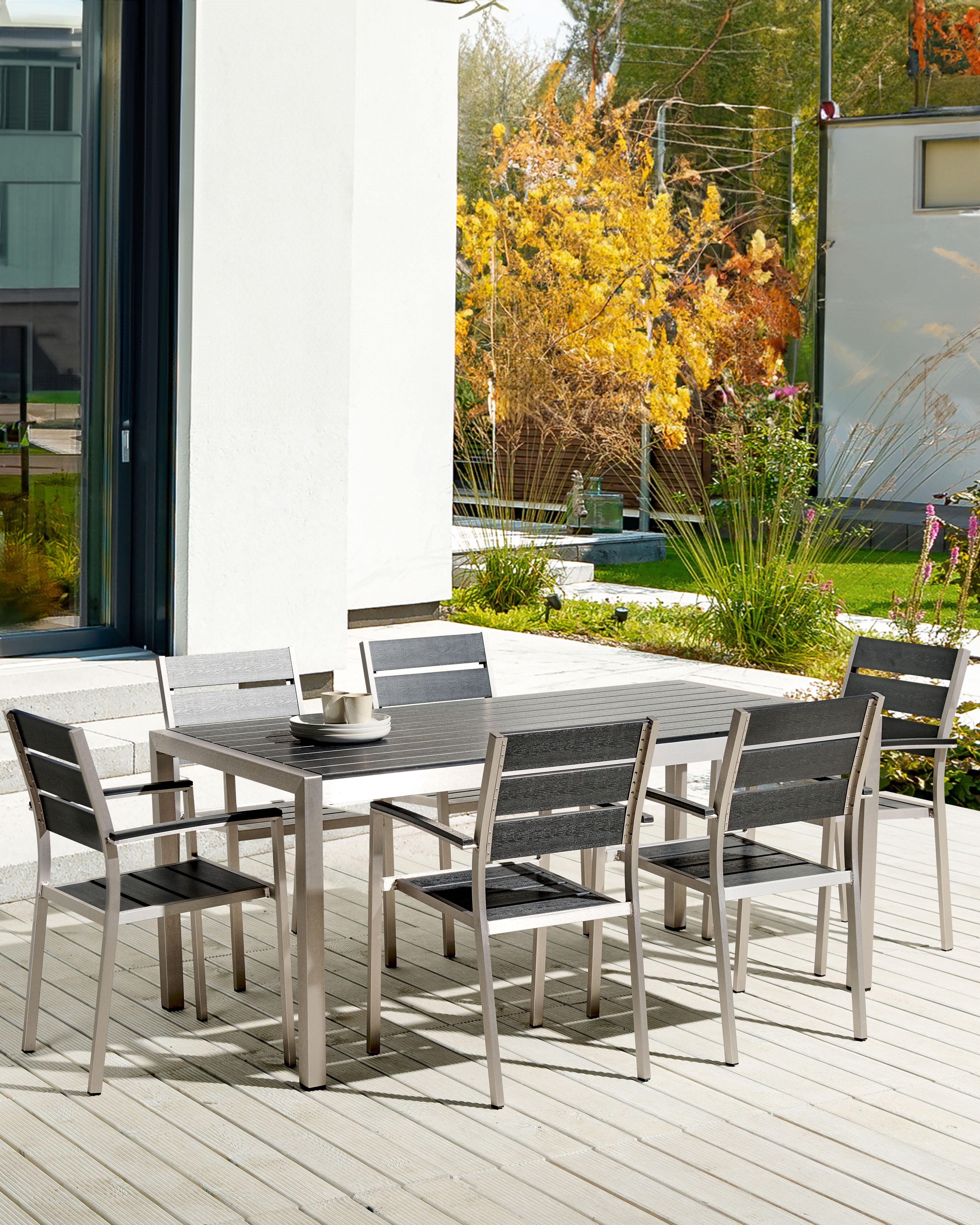 Set van 6 tuinstoelen VERNIO Zwart/zilver