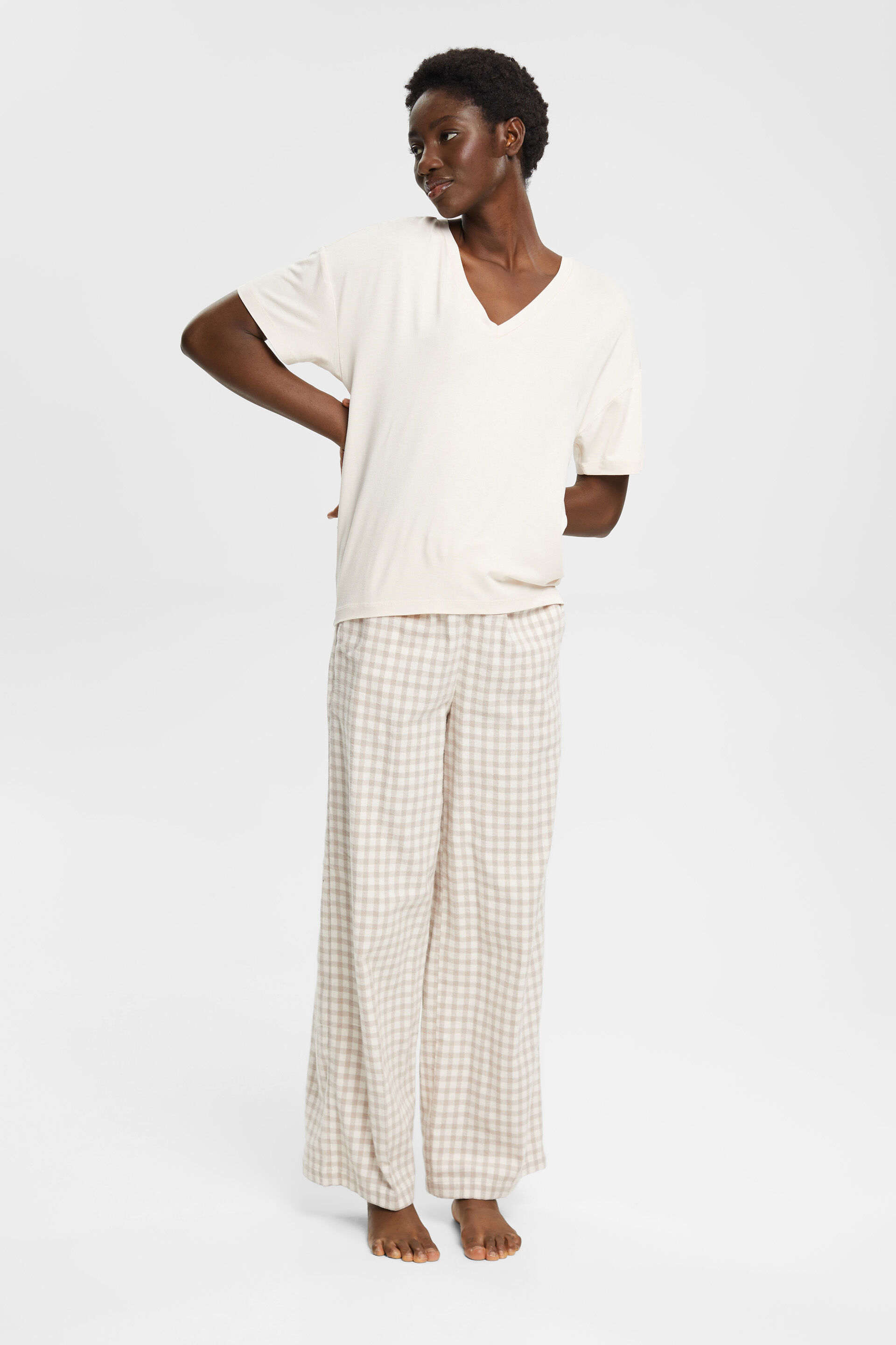 Haut de pyjama à encolure en V en viscose LENZING™ et ECOVERO™