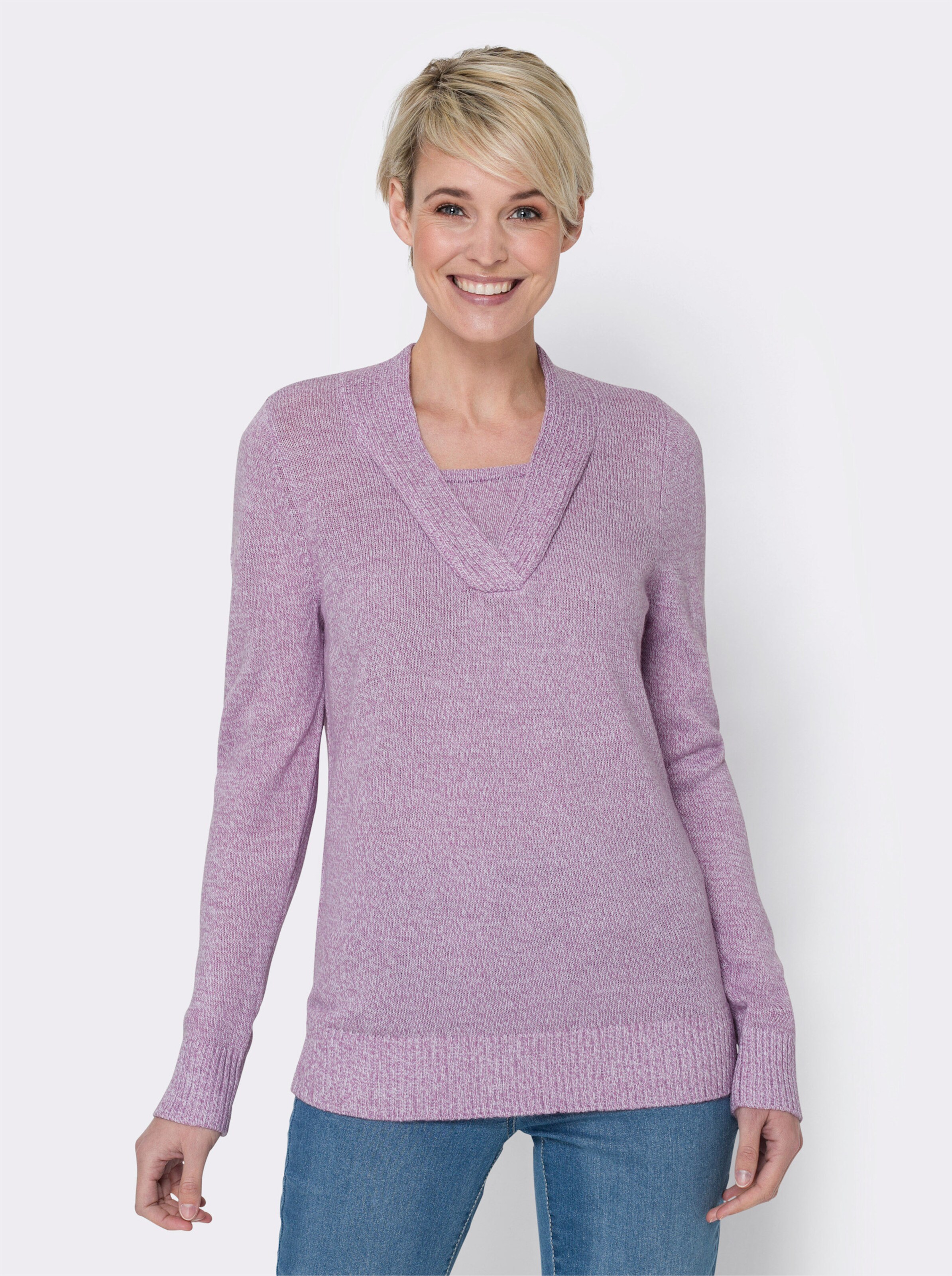 2-in-1-Pullover in Melange-Optik