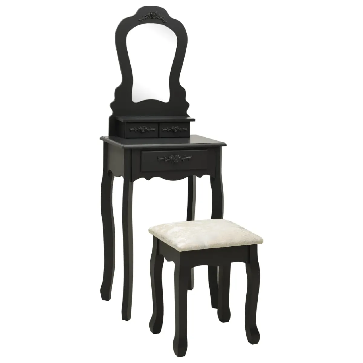 vidaXL Ensemble de coiffeuse avec tabouret - Noir