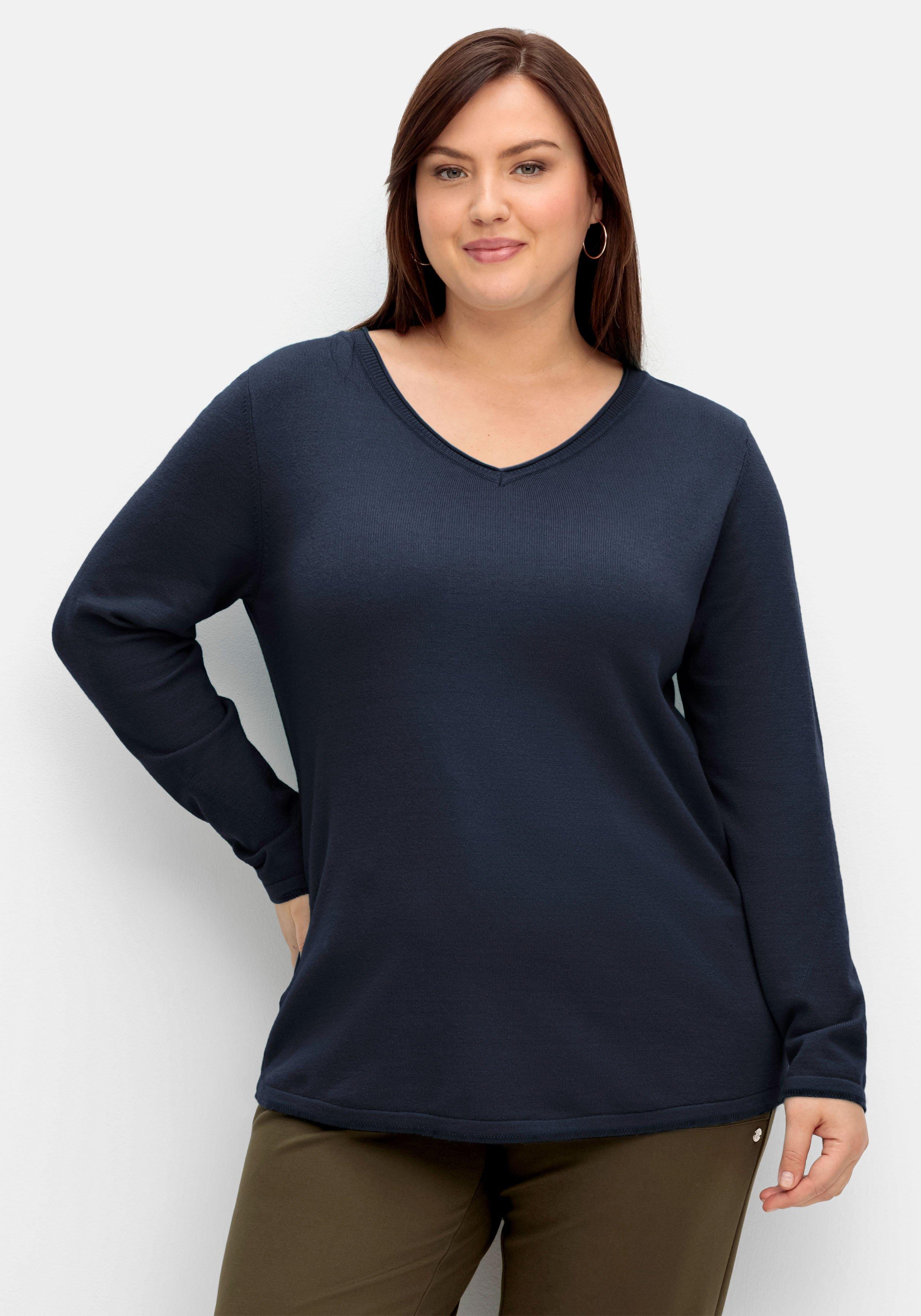 Flauschiger Pullover mit V-Ausschnitt