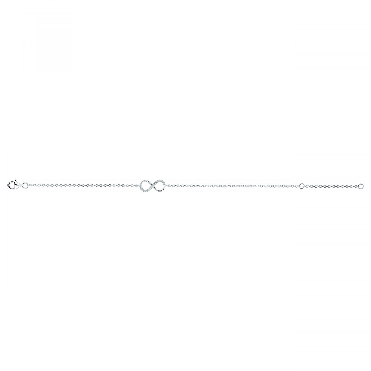 Bracelet souple mono-motif en Argent avec oxyde de zirconium blanc