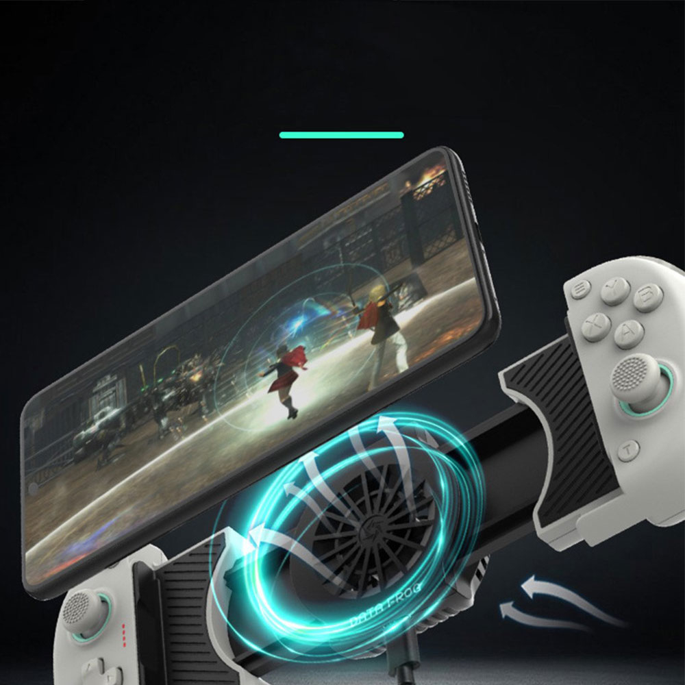 Universal Bluetooth Mobile Gaming Controller Gamepad mit eingebautem Lüfter  für Nintendo Switch / Smartphone und PC (100-175mm) (Android) - Weiss