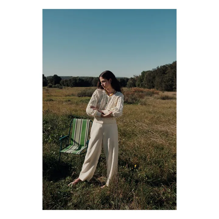 Louise Misha Pantalon Abuela Coton et Lin - Collection Femme | Crème