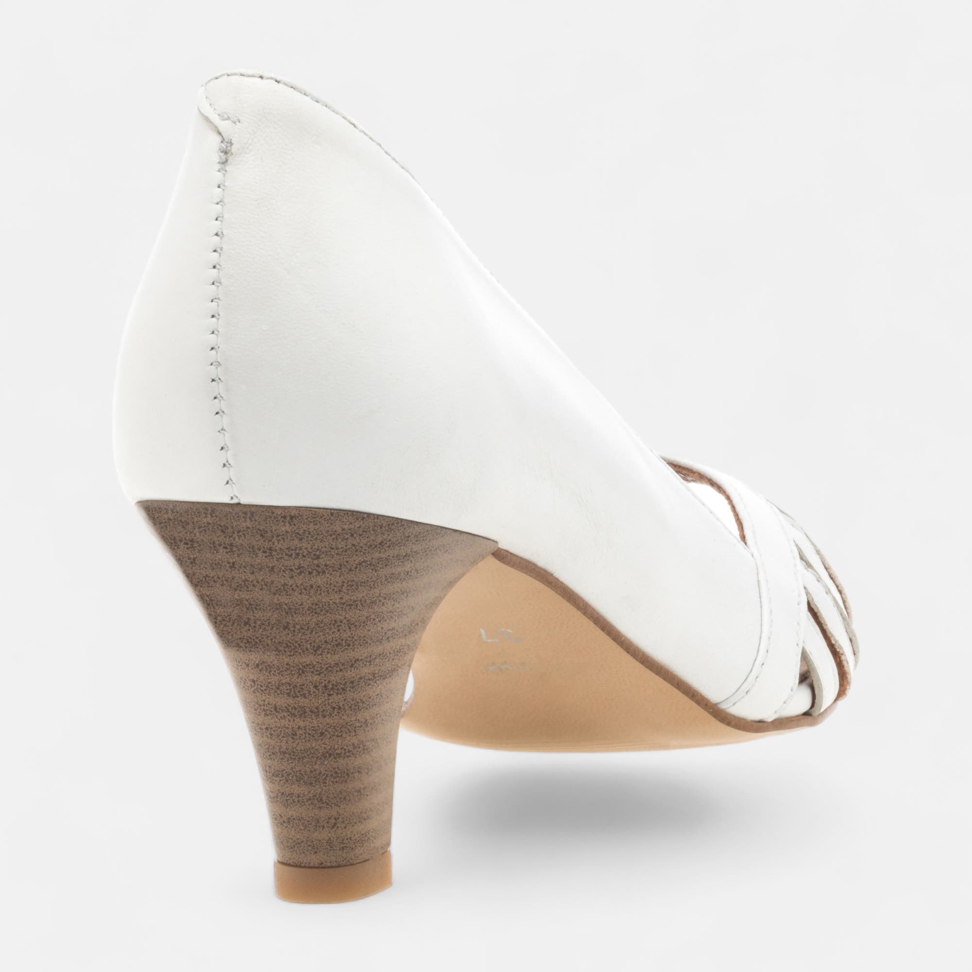 Nu-pieds à talon Femme en cuir blanc