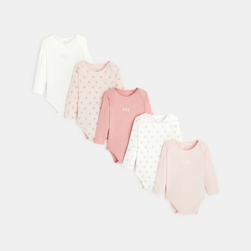 Body manches longues col US (lot de 5) rose naissance Rose