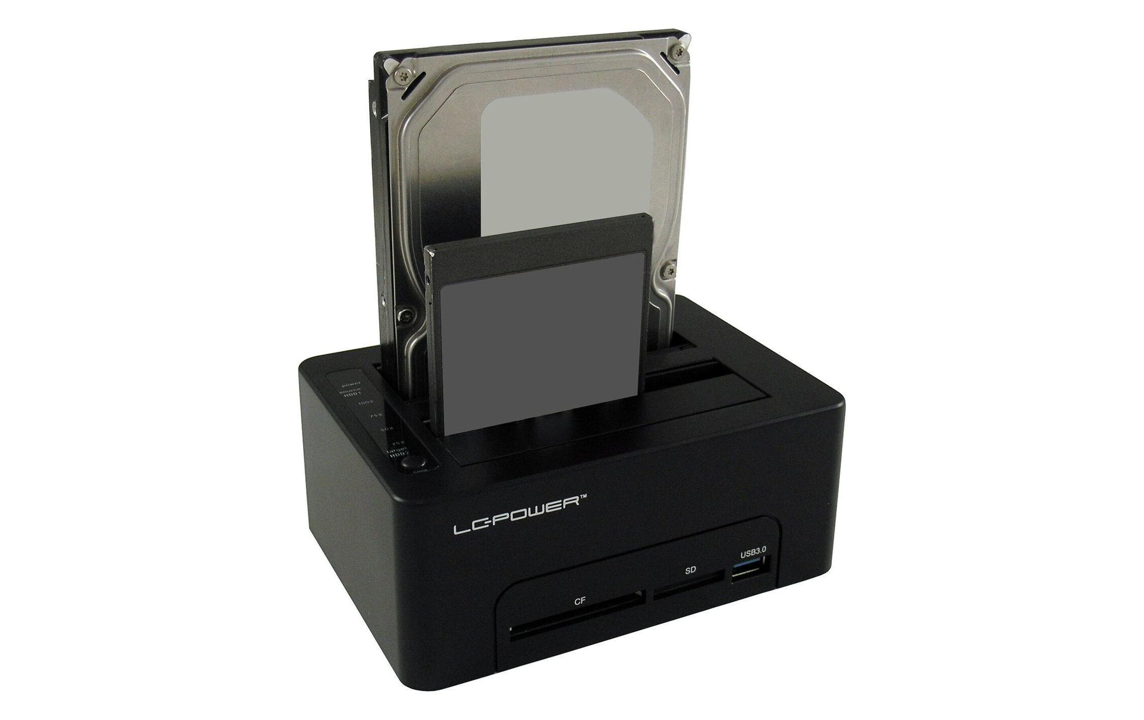 Docking- und Klonstation LC-DOCK-U3-CRHDD Docking Station mit Kopierfunktion, CF/SD-Kartenleser und USB 3.0-Hub
