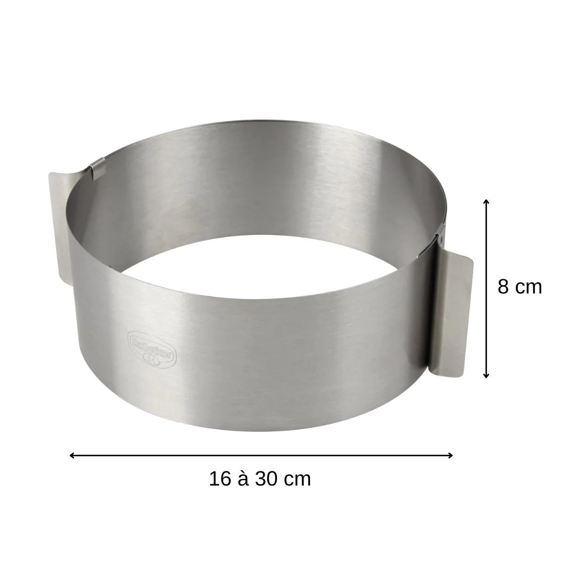 Cercle à pâtisserie en acier inoxydable extensible de 16 à 30 cm Dr. O