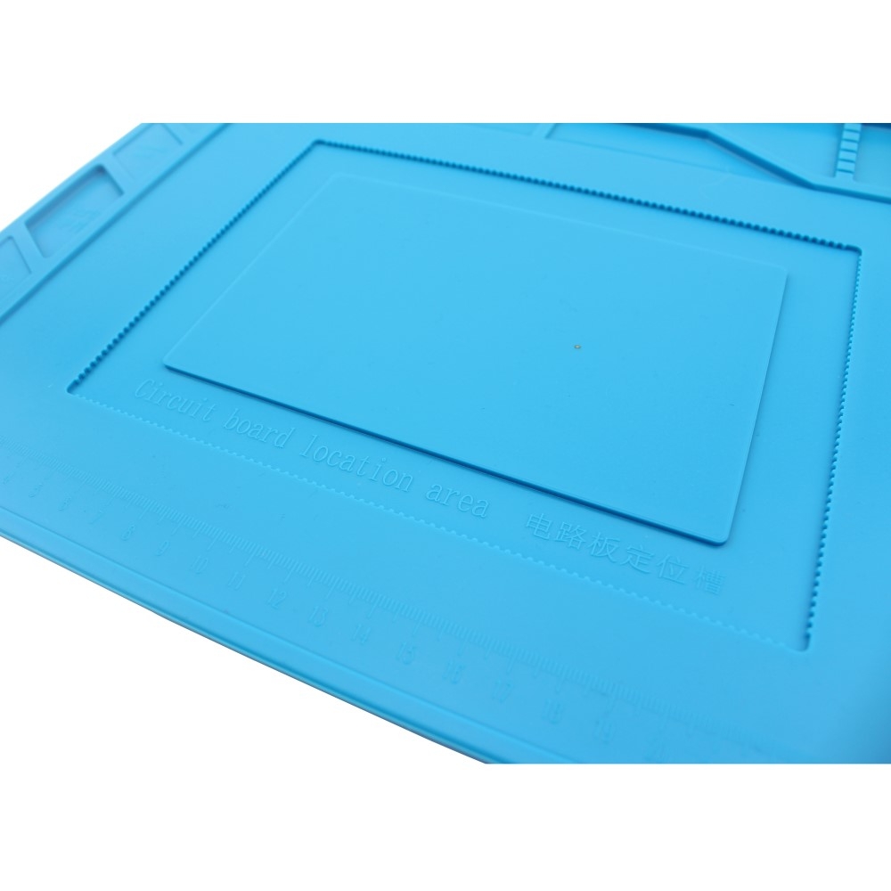 (38x26cm) Silikon Arbeitsmatte Hitzebeständige Anti-Rutsch Unterlage für Lötarbeiten / Reparaturen - Blau