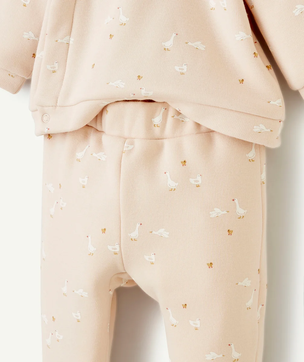 SWEAT PRESSIONNÉ BÉBÉ EN FIBRES RECYCLÉES ROSE POUDRÉ IMPRIMÉ OIES