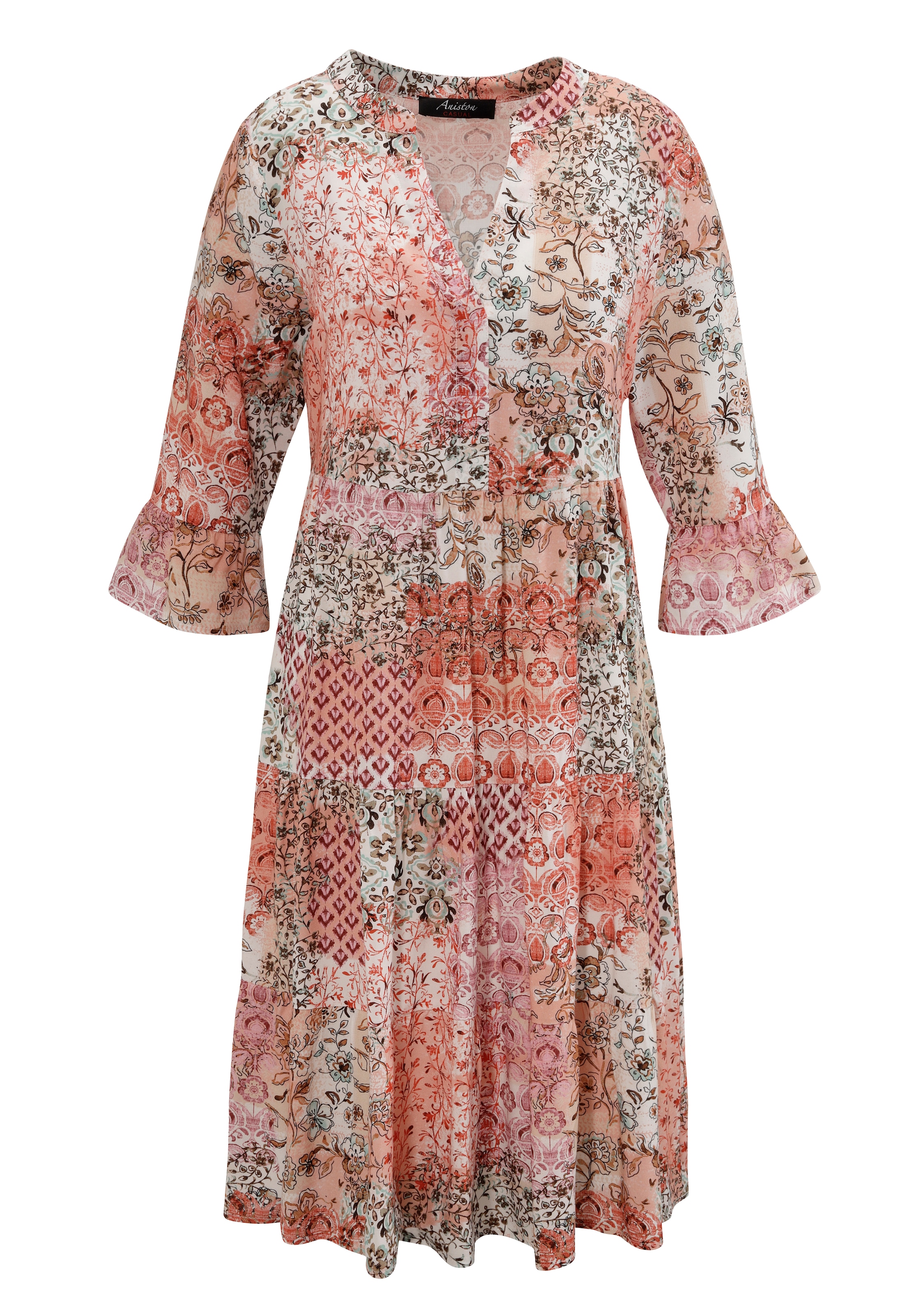 Aniston CASUAL Blusenkleid im farbharmonischen Muster-Mix, jedes Teil ein Unikat