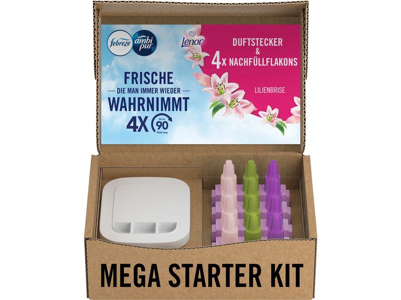 Febreze Duftstecker Smart Starter-Kit Nachfüllflakons Lilie Programmierbarer Lufterfrischer mit Nachfüllflaschen