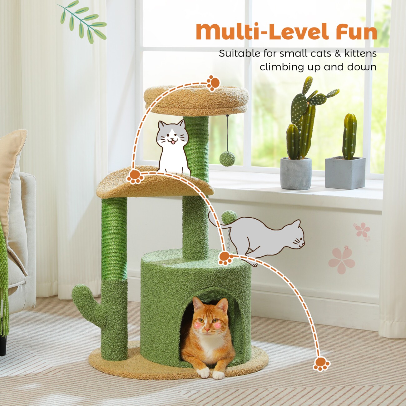 Pawz Road Kratzbaum 84cm Kaktus Katzenbaum Sisalstamm