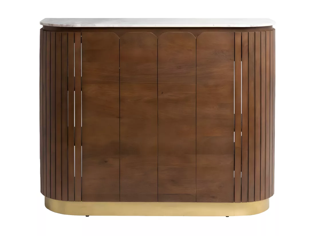 Bar en bois de manguier et marbre blanc Sienne